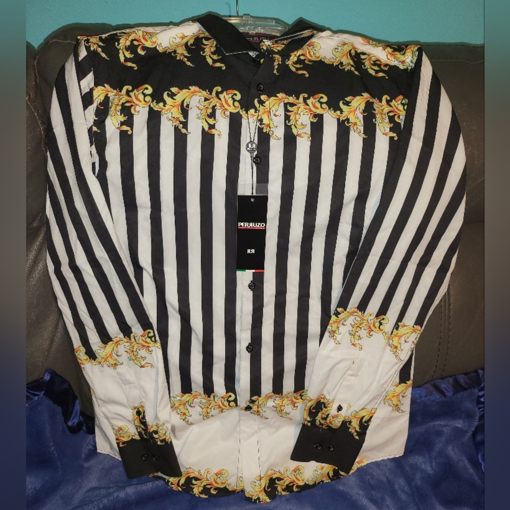 Exotic Long-Sleeve Print Button Up: Perruzo